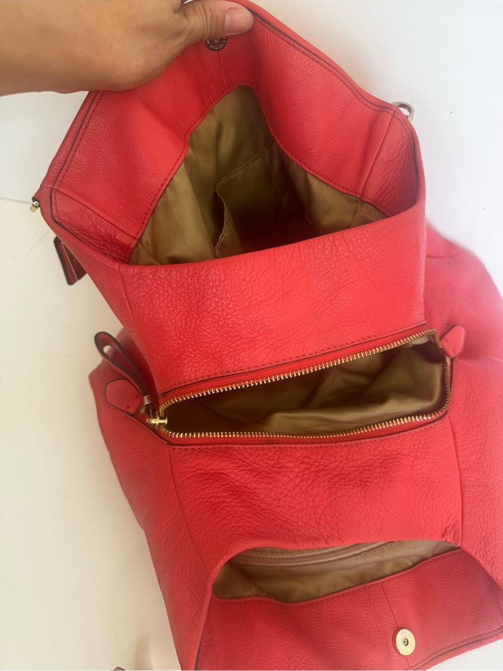 Coach Red Leather Madison Phoebe Shoulder Bag with Gold Accents - Picture 9 of 14